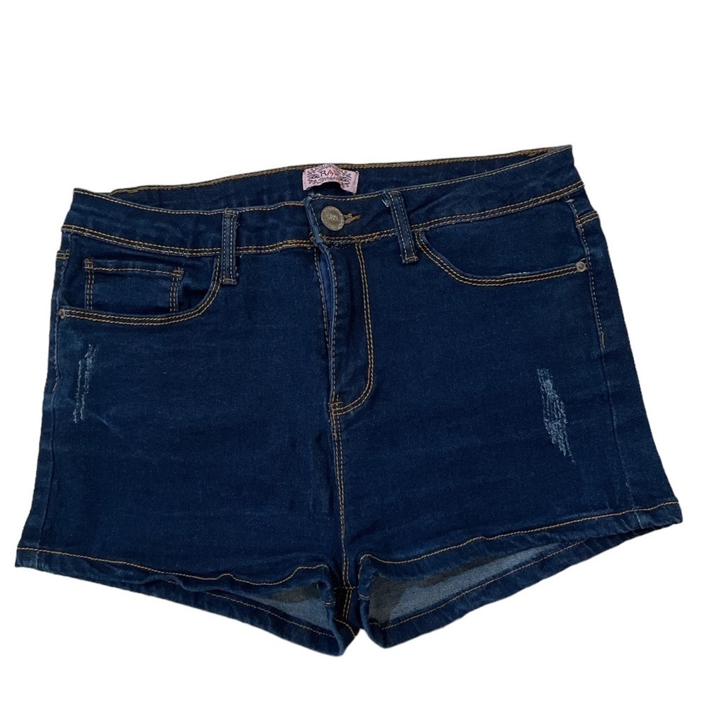 Raw Dark Wash Distressed Denim Blue Jean Shorts Junior Size 11